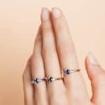 3 bagues Julie trilogie de pierre de couleur avec deux diamants