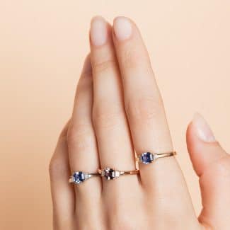 3 bagues Julie trilogie de pierre de couleur avec deux diamants