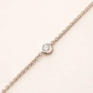 Bracelet Diamant femme Or Rose Le Serti Clos 0,06 carat