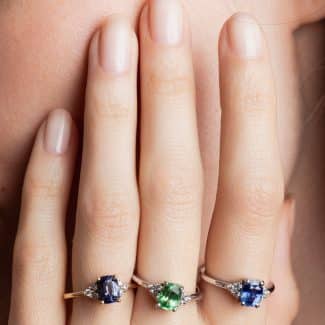 Assortiment de 3 bagues Fanny et Eléonore avec une pierre de centre et des diamants