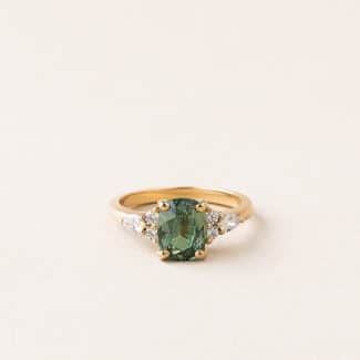 Bague Fanny - or jaune - saphir vert et diamants