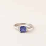Bague tanzanite diamants baguettes, Julie - or blanc / platine