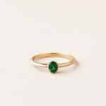 Bague sertis clos ovale - or jaune - grenat tsavorite ovale