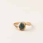 Bague Tourbillon - or jaune - saphir teal