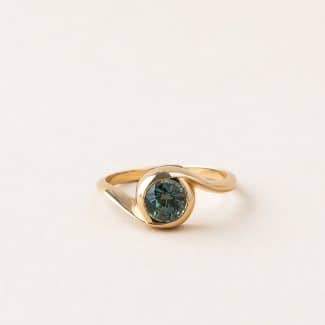 Bague Tourbillon - or jaune - saphir teal