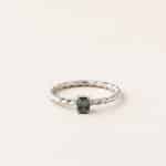 Bague tressée - or blanc : platine - saphir teal