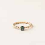 Bague tressée - or jaune - saphir teal