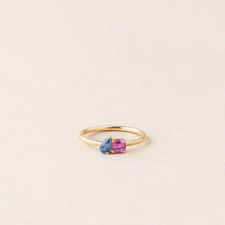Bague capucine saphir bleu rose