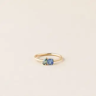 Bague capucine saphir bleu vert