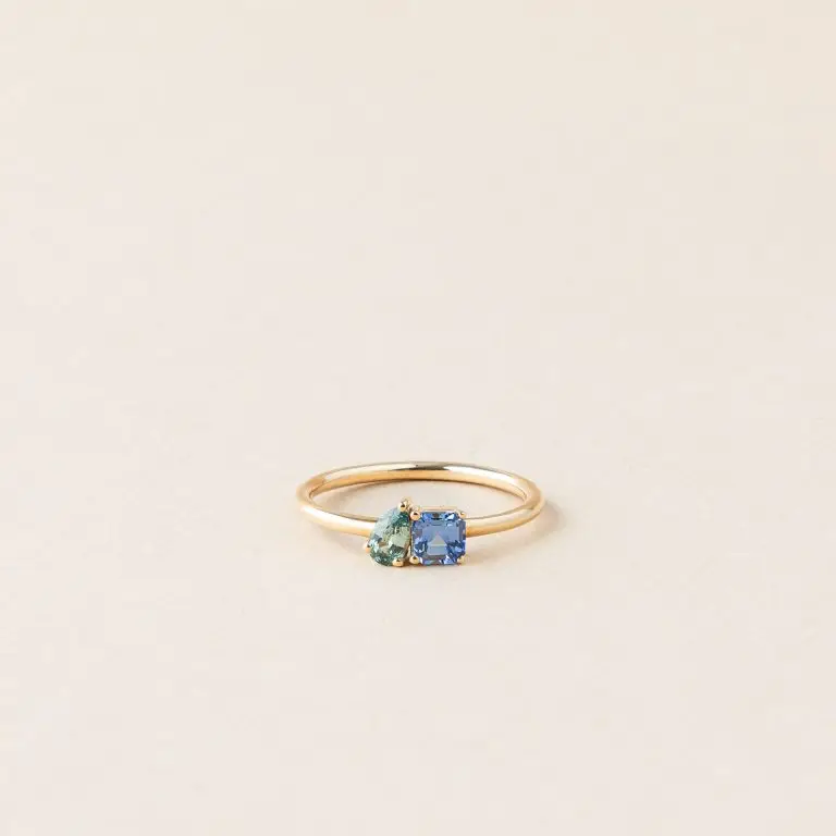 Bague capucine saphir bleu vert