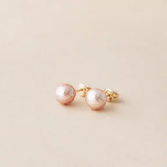 Boucles d'Oreilles Perle Rose Facettée
