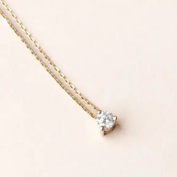 Collier diamant solitaire - 3 griffes pendentif Diamant 0.15 carat