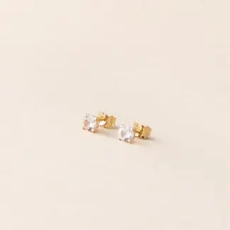 Boucles d'oreilles saphir rose pêche, clous puces d'oreilles