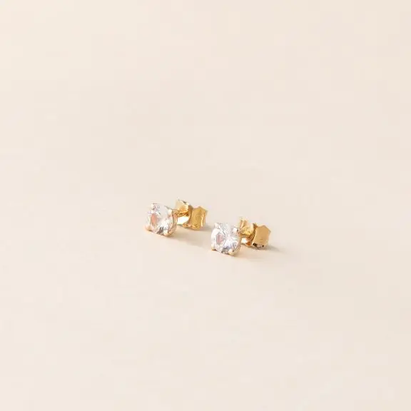 Boucles d'oreilles saphir rose pêche, clous puces d'oreilles