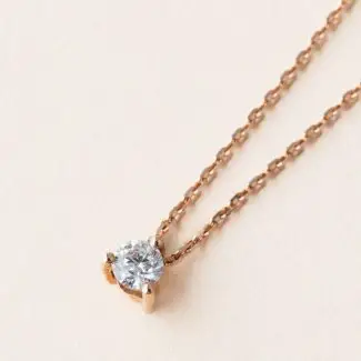 Collier solitaire 3 griffes diamant 0.50 carat or rose