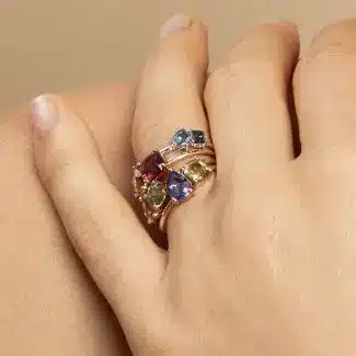 bague capucine pierres de couleurs