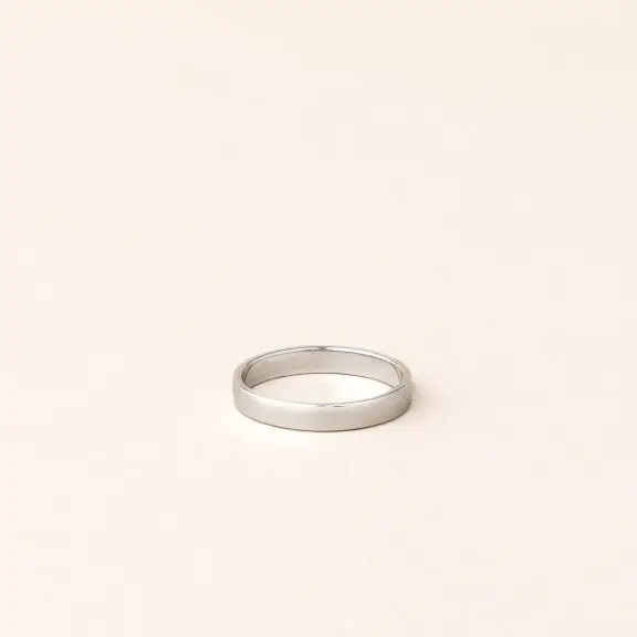 Alliance ruban homme 3 mm or blanc