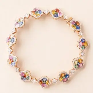 Bracelet Trèfle Saphirs de couleurs