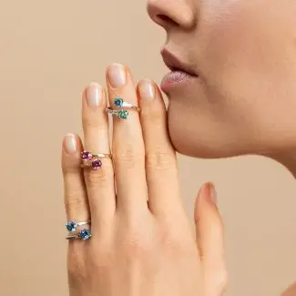 Bagues Toi et Moi tourmaline zircon, aigue marine, grenat