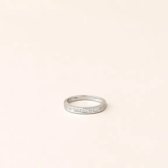 Alliance diamant Baguette en or blanc
