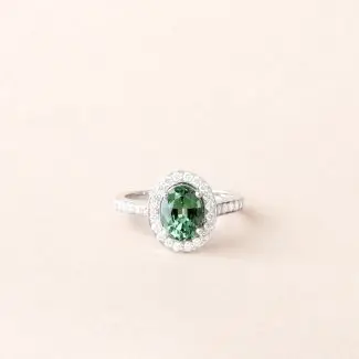 Bague tourmaline verte diamant Eugénie