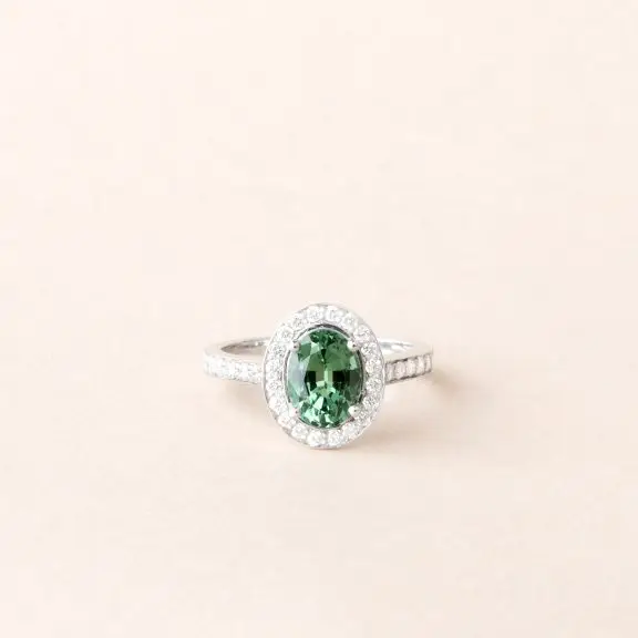 Bague tourmaline verte diamant Eugénie