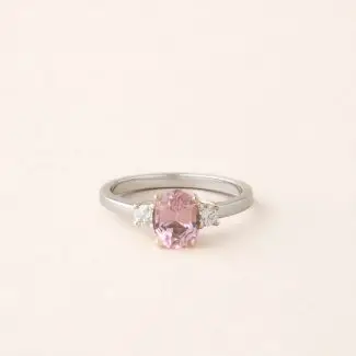 Bague tourmaline rose et diamants en or blanc et jaune - modèle Manon de Charles Arteon Joaillerie