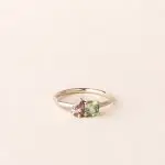 Bague capucine saphirs rose et vert jaune