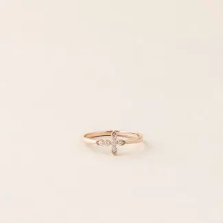Bague croix diamants or rose