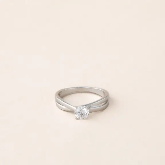 Solitaire entrelacée diamant 0,50 carats - bague solitaire or blanc