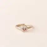 Bague saphir or jaune - saphir orange halo de diamants
