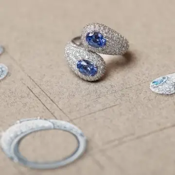 Bague haute joaillerie saphir diamant gouache - collection haute joaillerie