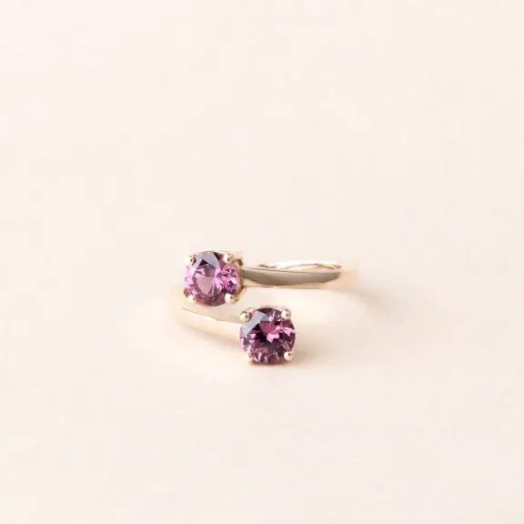 Bague toi et moi grenat umbalite en or jaune - Charles Arteon Joaillerie