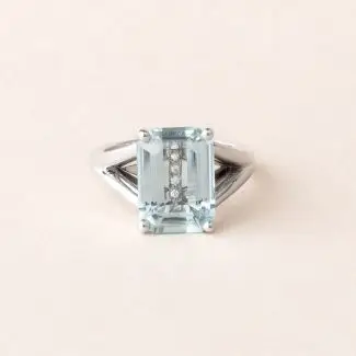 Bague aigue marine et diamant - modèle under the sea de Charles Arteon Joaillerie