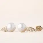 Boucle d'oreille perle et diamant - flore perle diamant