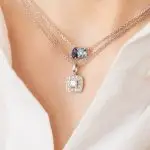 Collier capucine saphir et aigue-marine et collier flanders diamant