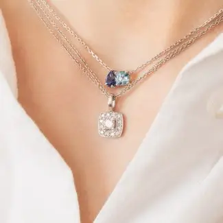 Collier capucine saphir et aigue-marine et collier flanders diamant