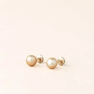 Boucles d'oreilles perle de culture couleur or - gold, perle des mers du sud - Charles Arteon Joaillerie