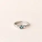 bague saphir teal et diamants or blanc - Eden
