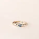 bague saphir teal et diamants or jaune - Eden