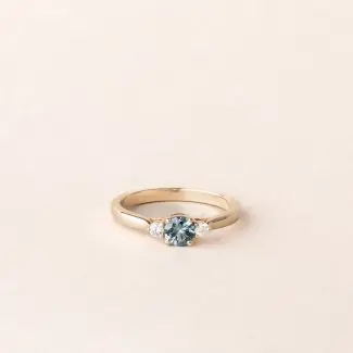 bague saphir teal et diamants or jaune - Eden