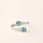 Bague toi et moi tourmaline zircon