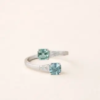 Bague toi et moi tourmaline zircon