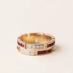 Alliance rubis et diamants taille princesse en or jaune - modèle 1848 de Charles Arteon Joaillerie