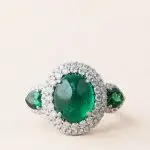 Bague haute joaillerie émeraude grenat tsavorite et diamants