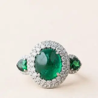 Bague haute joaillerie émeraude grenat tsavorite et diamants
