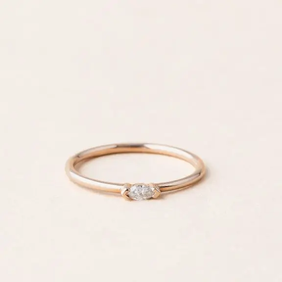 Bague marquise diamant or rose