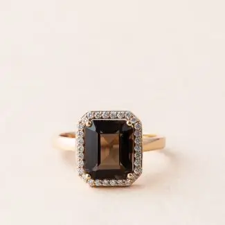 Bague quartz fumée et diamants elsa