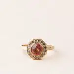 Bague sunstone et diamants bruns - modèle Art déco de Charles Arteon Joaillerie
