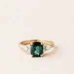 Bague marguerite tourmaline lagon diamant